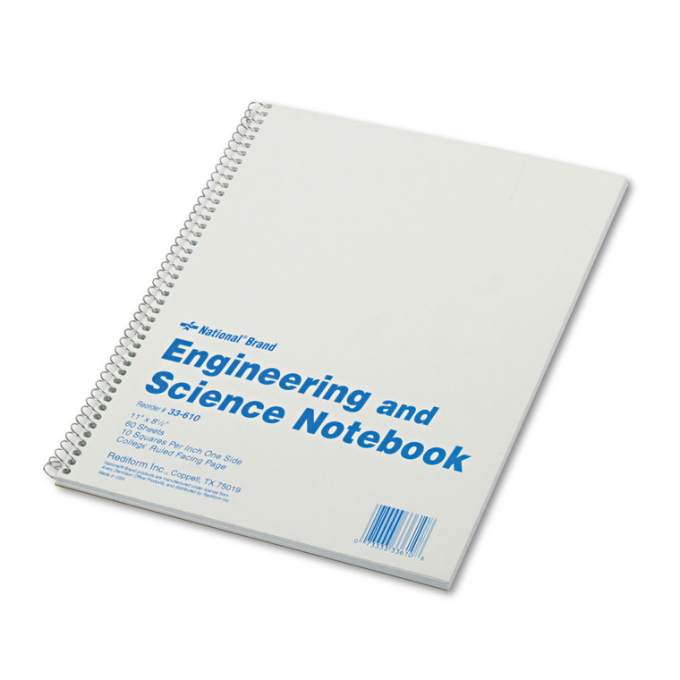 Engineering And Science Notebook, Quadrille Rule, White Cover, 11 X 8.5, 60 Sheets - RED33610