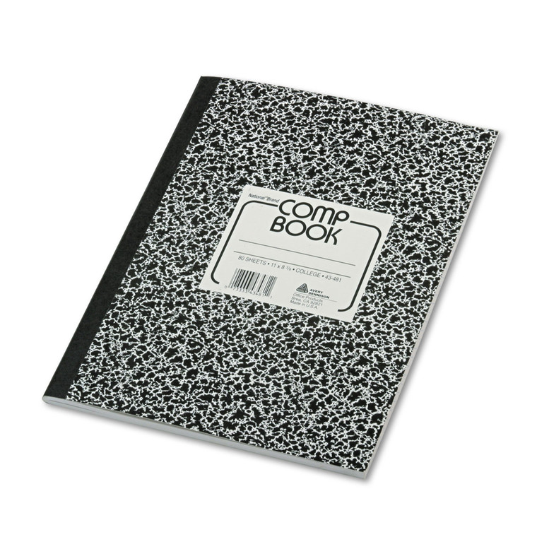 Composition Book, Medium/college Rule, Black Marble Cover, 11 X 8.38, 80 Sheets - RED43481