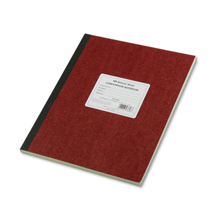 Computation Notebook, Quadrille Rule, Brown Cover, 11.75 X 9.25, 75 Sheets - RED43648