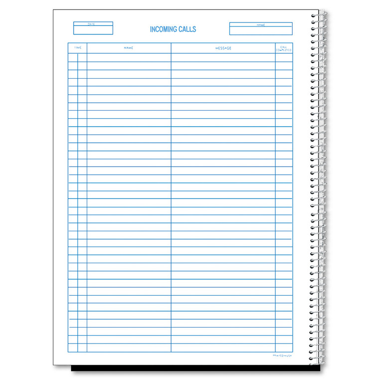 Wirebound Call Register, 8.5 X 11, 1/page, 3.700 Forms - RED50111