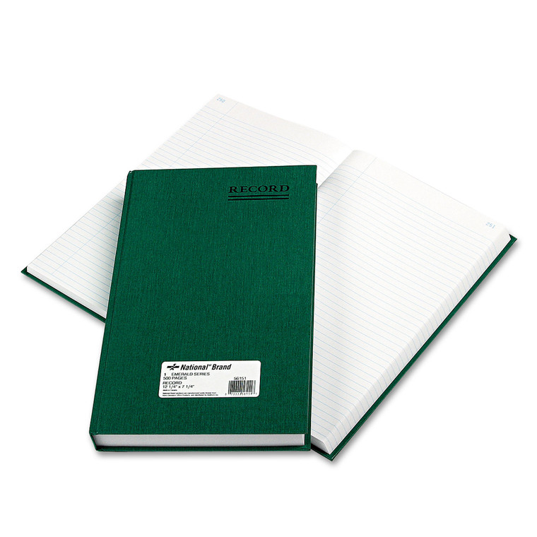 Emerald Series Account Book, Green Cover, 12.25 X 7.25 Sheets, 500 Sheets/book - RED56151