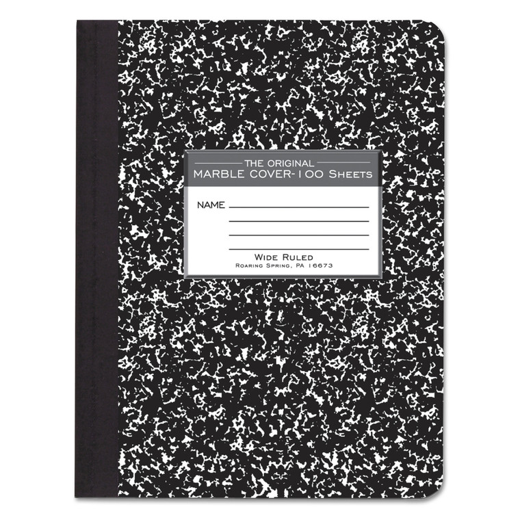 Marble Cover Composition Book, Wide/legal Rule, Black Marble Cover, 9.75 X 7.5, 100 Sheets - ROA77230