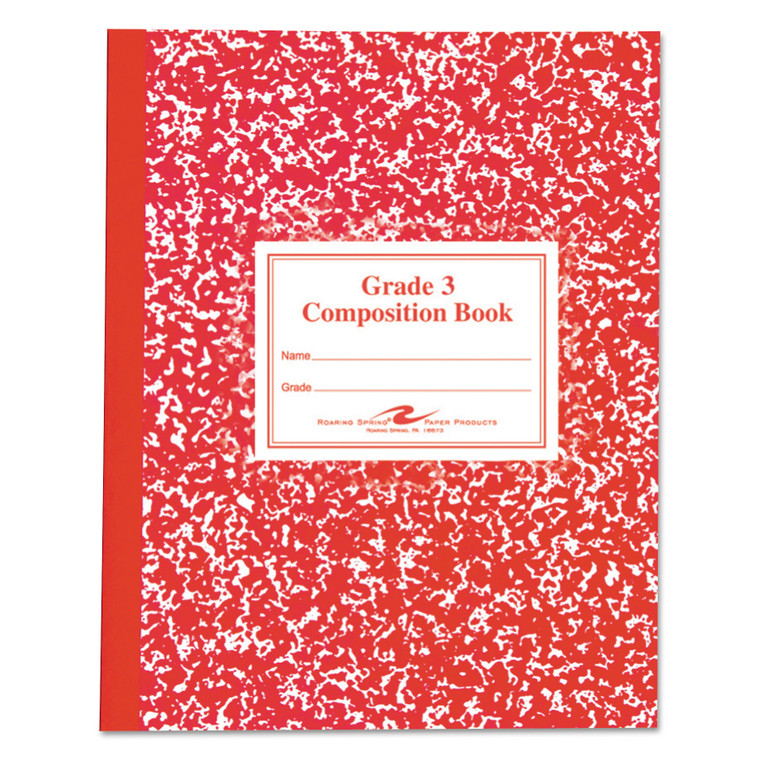 Grade School Ruled Composition Book, Manuscript Format, Red Cover, 9.75 X 7.75, 50 Sheets - ROA77922