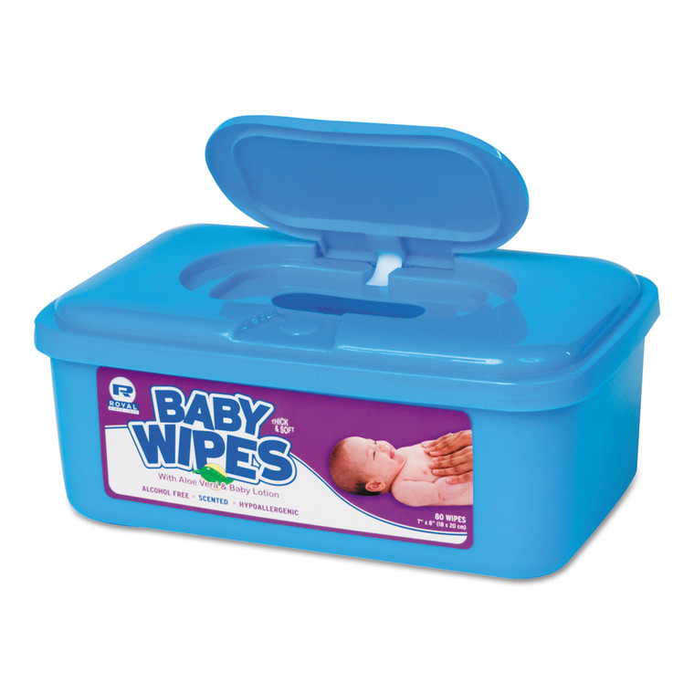 Baby Wipes Tub, Scented, White, 80/tub, 12 Tubs/carton - RPPRPBWS80