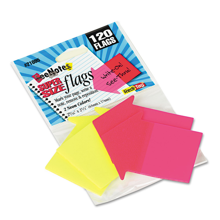 Seenotes Transparent-Film Arrow Page Flags, Neon Assorted, 60/pad, 2 Pads - RTG21095