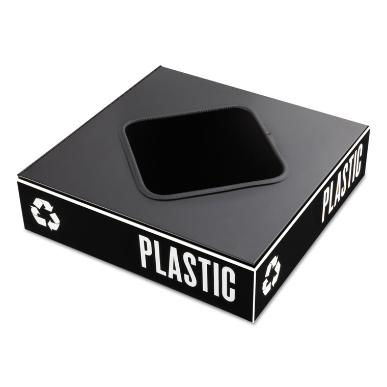 Public Square Recycling Container Lid, Square Opening, 15.25 X 15.25 X 2, Black - SAF2989BL