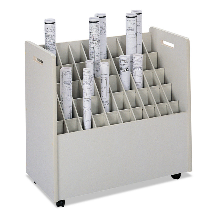 Laminate Mobile Roll Files, 50 Compartments, 30.25w X 15.75d X 29.25h, Putty - SAF3083