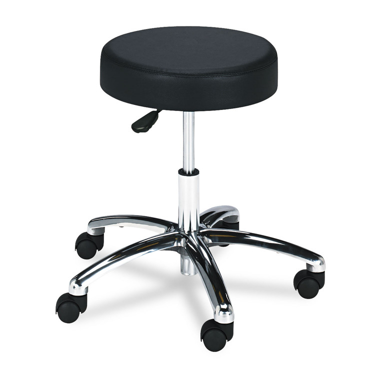 Pneumatic Lab Stool, Backless, Supports Up To 250 Lb, 17" To 22" Seat Height, Black Seat, Chrome Base - SAF3431BL