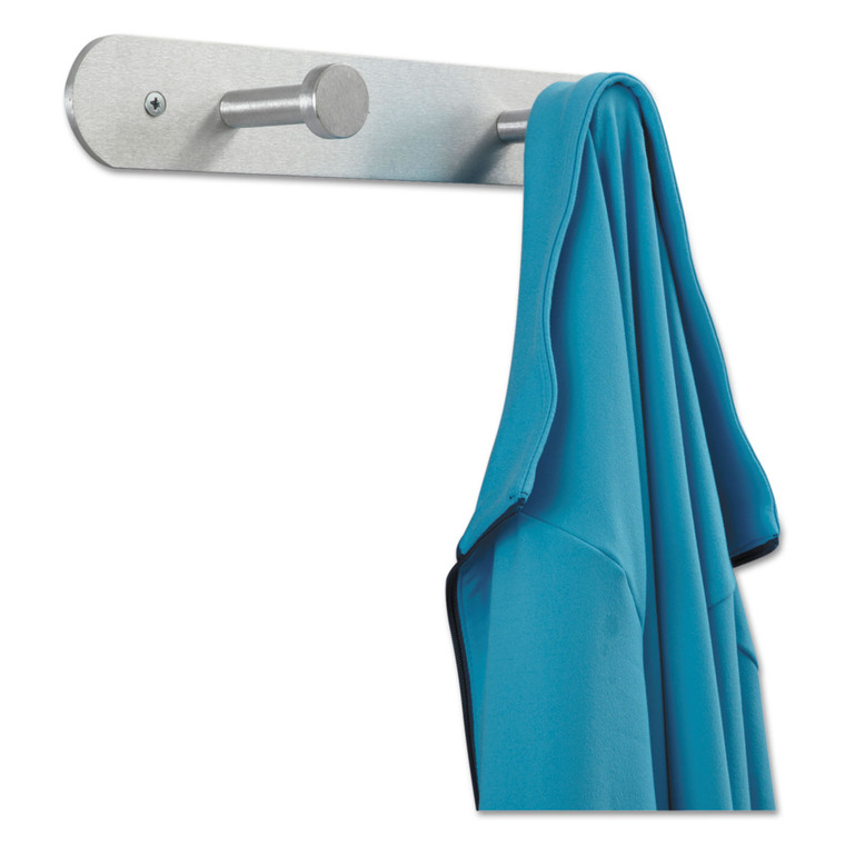 Nail Head Wall Coat Rack, Two Hooks, Metal, 12w X 2.75d X 2h, Satin - SAF4200