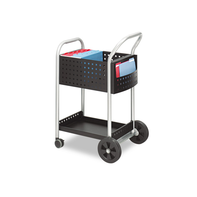 Scoot Mail Cart, One-Shelf, 22w X 27d X 40.5h, Black/silver - SAF5238BL