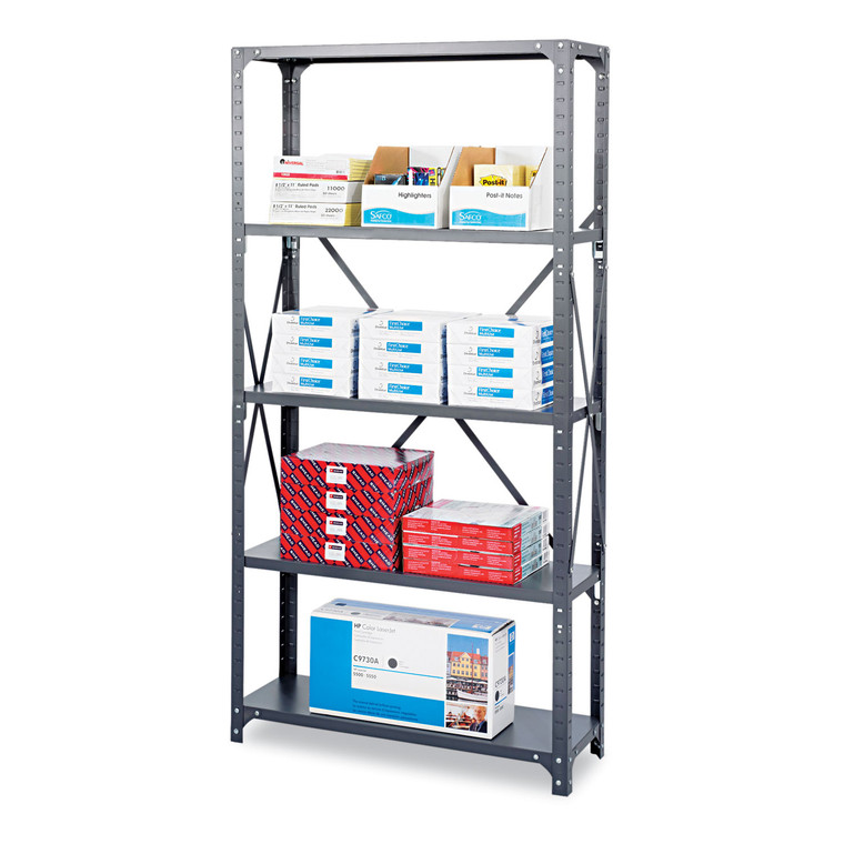 Commercial Steel Shelving Unit, Six-Shelf, 36w X 18d X 75h, Dark Gray - SAF6269