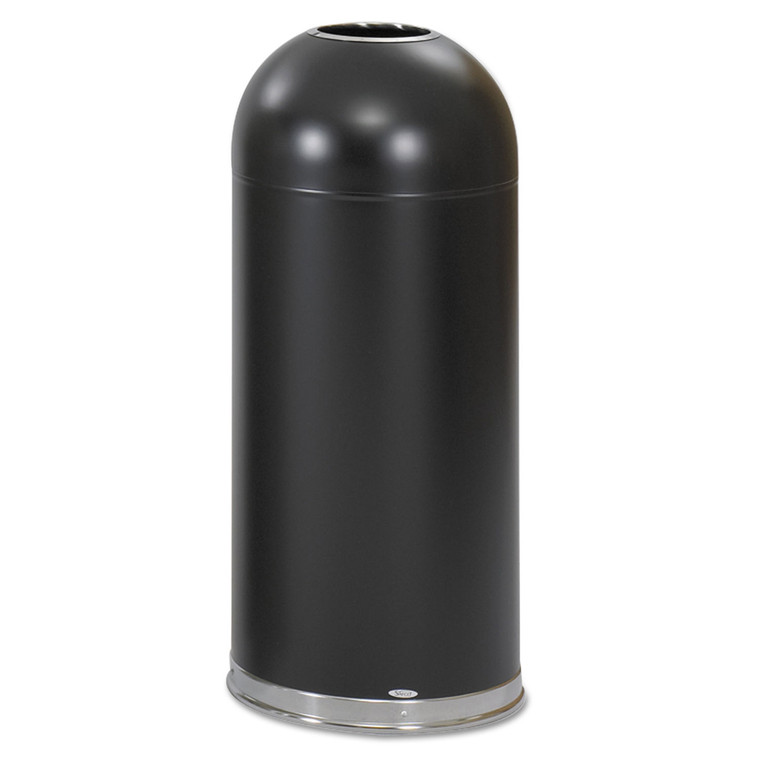 Open-Top Dome Receptacle, Round, Steel, 15 Gal, Black - SAF9639BL