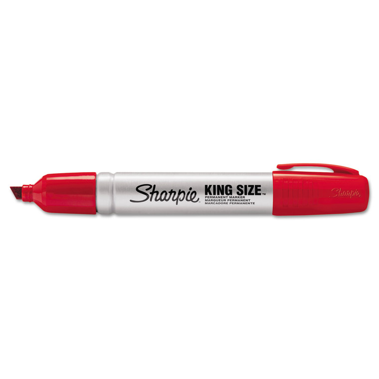 King Size Permanent Marker, Broad Chisel Tip, Red, Dozen - SAN15002