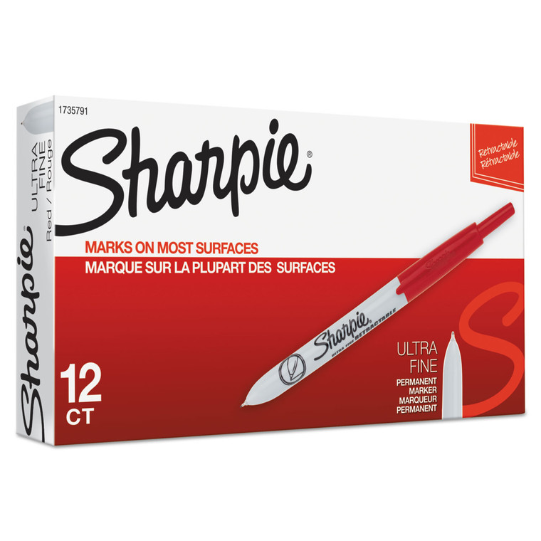 Retractable Permanent Marker, Extra-Fine Needle Tip, Red - SAN1735791