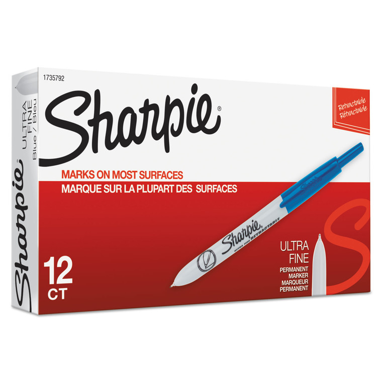 Retractable Permanent Marker, Extra-Fine Needle Tip, Blue - SAN1735792