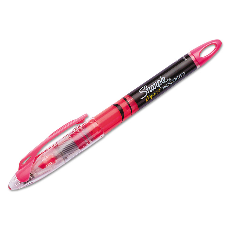 Liquid Pen Style Highlighters, Fluorescent Pink Ink, Chisel Tip, Pink/black/clear Barrel, Dozen - SAN1754464