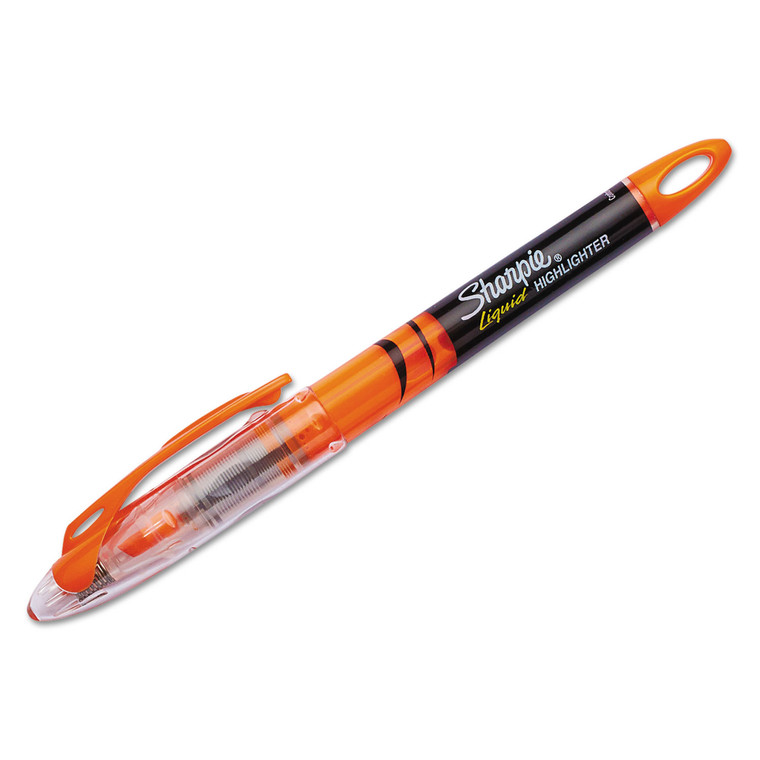 Liquid Pen Style Highlighters, Fluorescent Orange Ink, Chisel Tip, Orange/black/clear Barrel, Dozen - SAN1754466