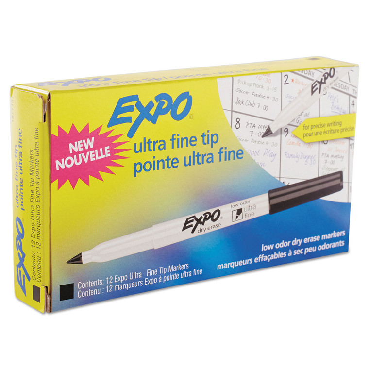 Low-Odor Dry-Erase Marker, Extra-Fine Needle Tip, Black - SAN1871131