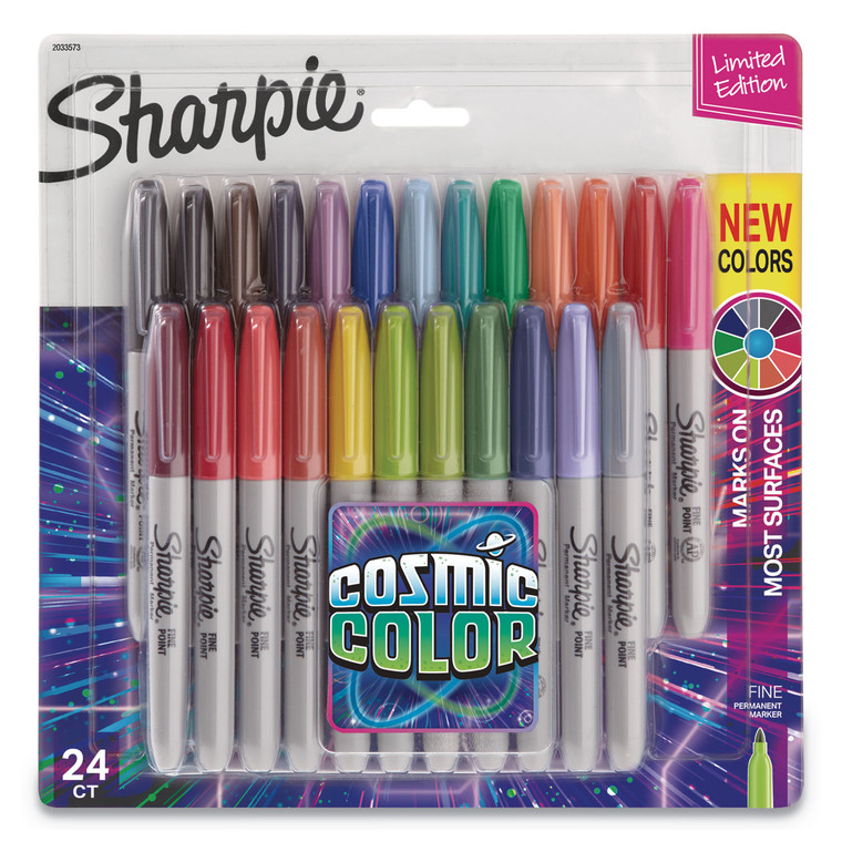 Cosmic Color Permanent Markers, Medium Bullet Tip, Assorted Cosmic Colors, 24/pack - SAN2033573