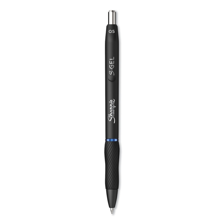 S-Gel High-Performance Gel Pen, Retractable, Fine 0.5 Mm, Blue Ink, Black Barrel, Dozen - SAN2096146