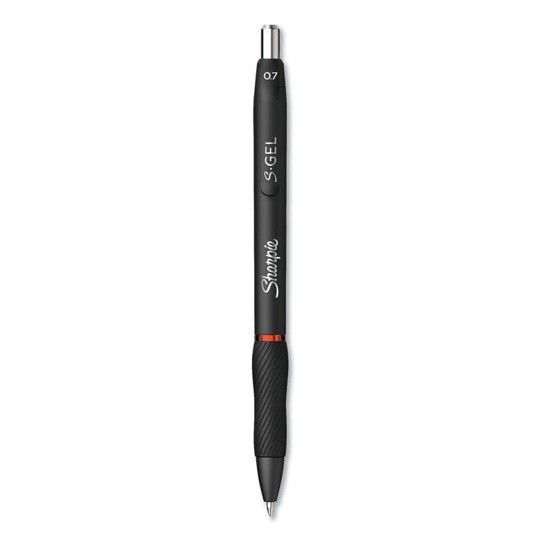 S-Gel High-Performance Gel Pen, Retractable, Medium 0.7 Mm, Red Ink, Black Barrel, Dozen - SAN2096158