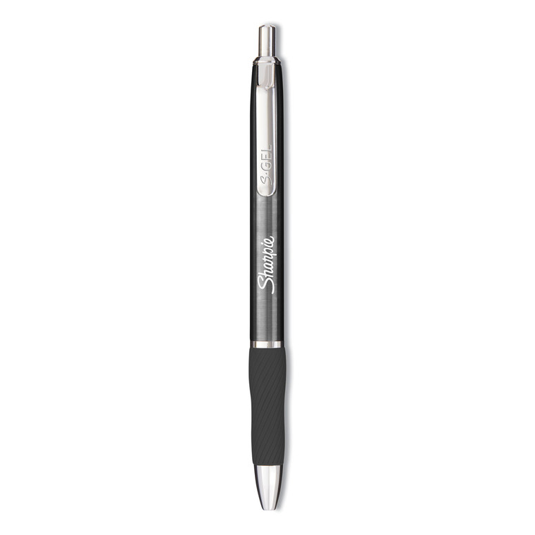 S-Gel Premium Metal Barrel Gel Pen, Retractable, Medium 0.7 Mm, Black Ink, Gun Metal Gray Barrel, Dozen - SAN2126182