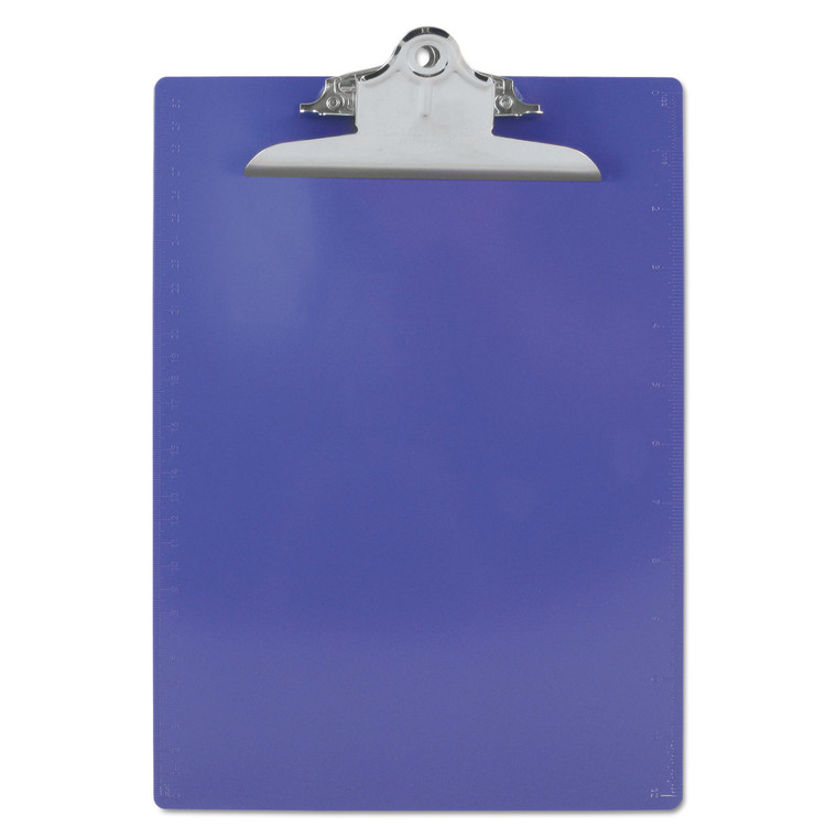 Recycled Plastic Clipboard W/ruler Edge, 1" Clip Cap, 8.5 X 11 Sheets, Purple - SAU21606