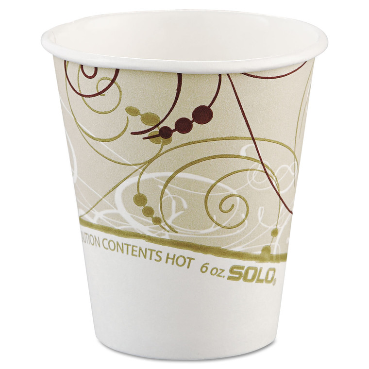 Paper Hot Cups In Symphony Design, Polylined, 6 Oz, Beige/white, 50 Sleeve, 20 Sleeves/carton - SCC376SMSYM