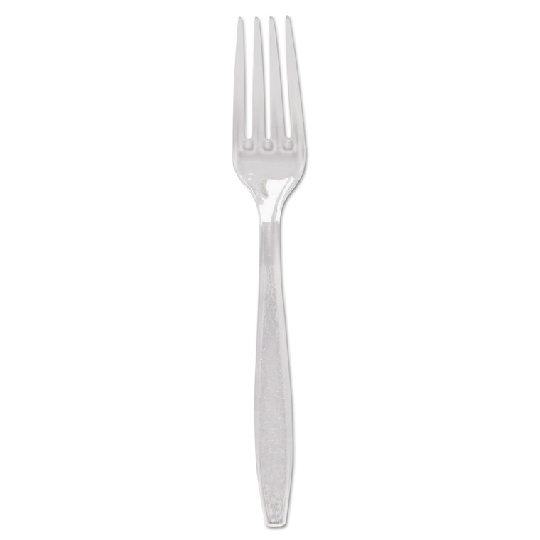 Guildware Heavyweight Plastic Cutlery, Forks, Clear, 1000/carton - SCCGDC5FK0090
