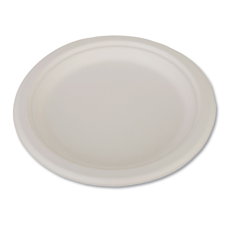 Champware Heavyweight Bagasse Dinnerware, Plate, 9" Dia, White, 500/carton - SCH18140
