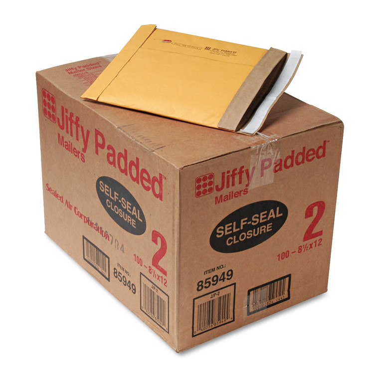 Jiffy Padded Mailer, #2, Paper Lining, Self-Adhesive Closure, 8.5 X 12, Natural Kraft, 100/carton - SEL67068