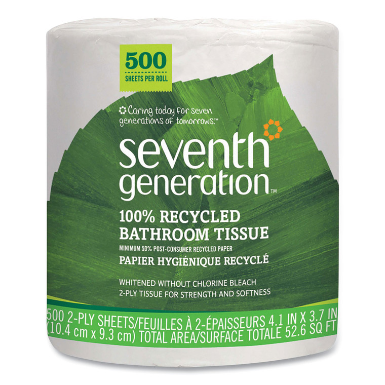 100% Recycled Bathroom Tissue, Septic Safe, 2-Ply, White, 500 Sheets/jumbo Roll, 60/carton - SEV137038