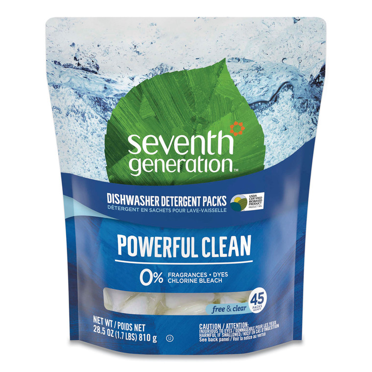 Natural Dishwasher Detergent Concentrated Packs, Free And Clear, 45 Packets/pack - SEV22897
