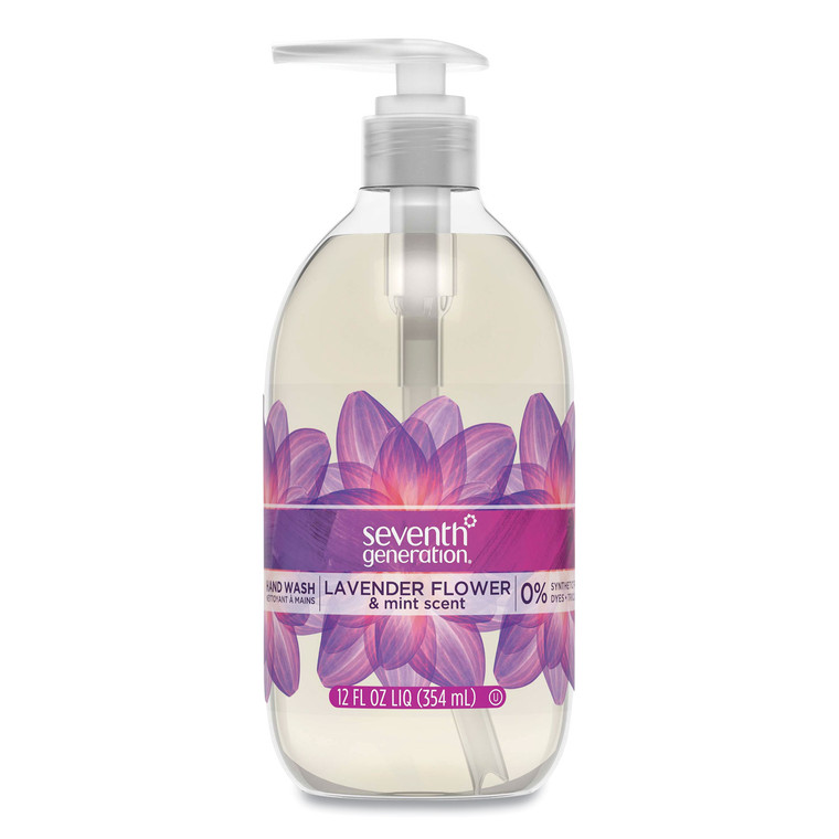 Natural Hand Wash, Lavender Flower And Mint, 12 Oz Pump Bottle, 8/carton - SEV22926CT