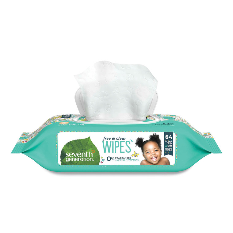 Free And Clear Baby Wipes, Unscented, White, 64/flip Top Pack, 12 Packs/carton - SEV34208CT