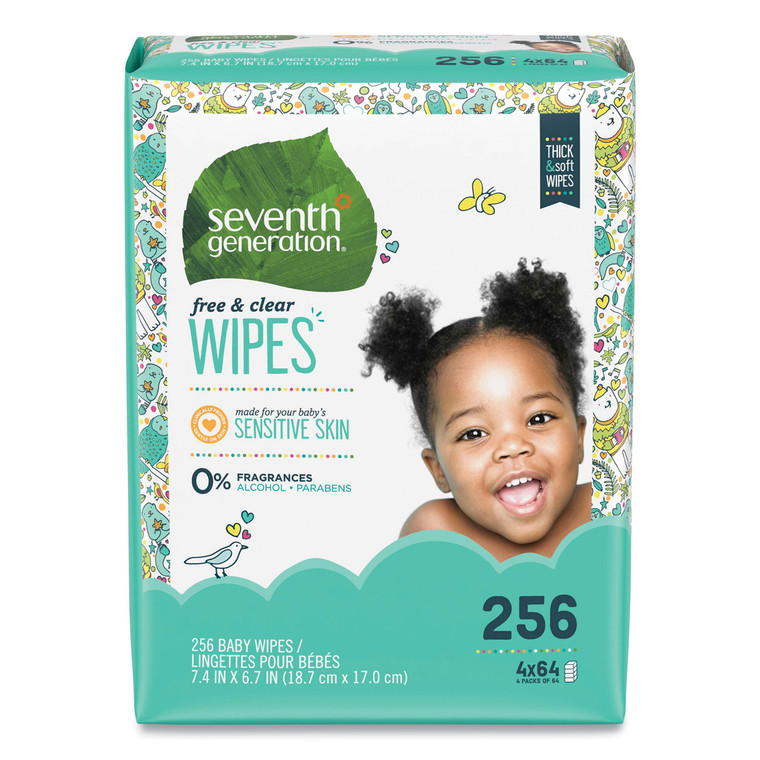 Free And Clear Baby Wipes, Refill, Unscented, White, 256/pack - SEV34219