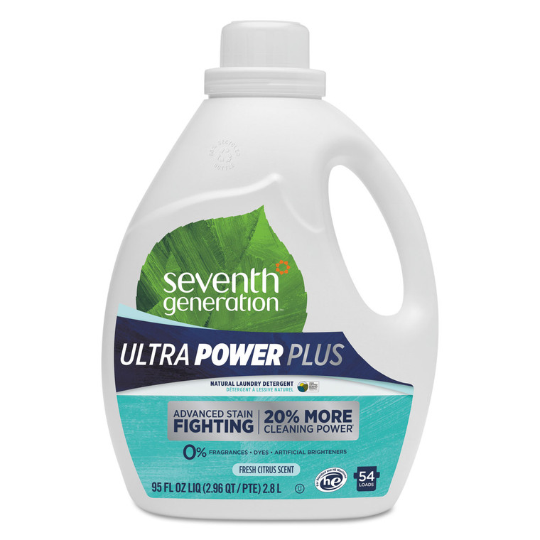 Natural Liquid Laundry Detergent, Ultra Power Plus, Fresh Scent, 54 Loads, 95 Oz - SEV45025