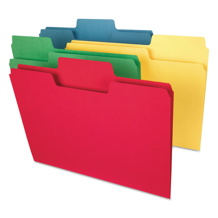 Supertab Colored File Folders, 1/3-Cut Tabs, Letter Size, 14 Pt. Stock, Assorted, 50/box - SMD10410