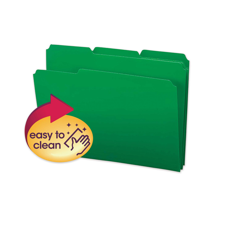 Top Tab Poly Colored File Folders, 1/3-Cut Tabs, Letter Size, Green, 24/box - SMD10502