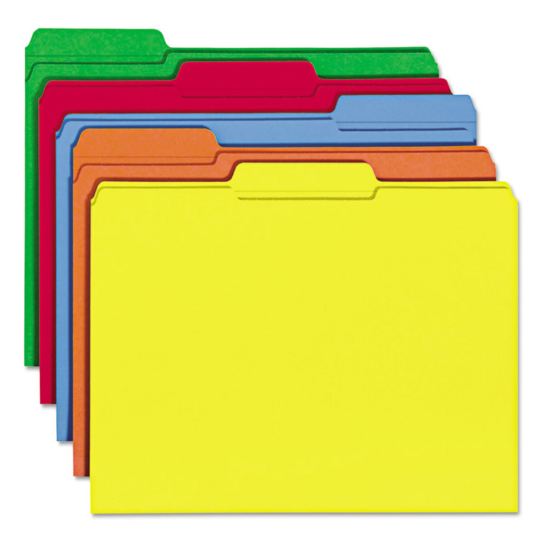 Colored File Folders, 1/3-Cut Tabs, Letter Size, Assorted, 100/box - SMD11943