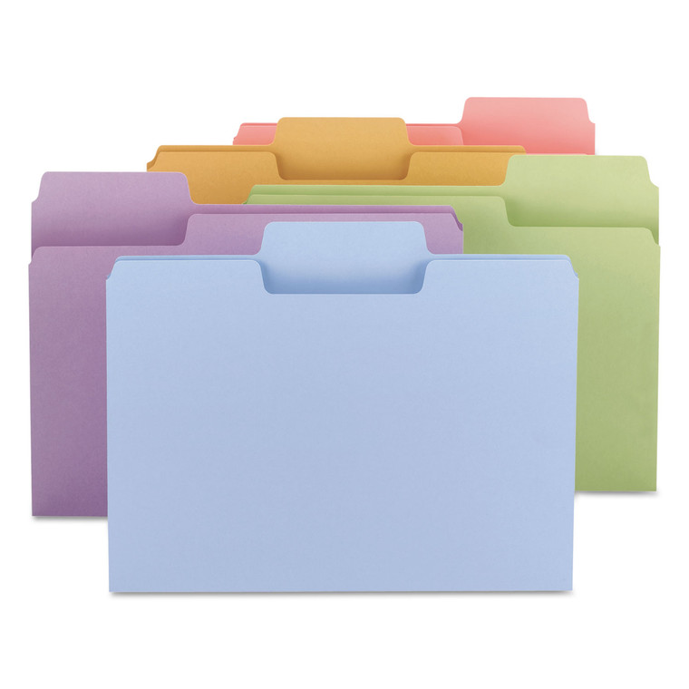 Supertab Colored File Folders, 1/3-Cut Tabs, Letter Size, 11 Pt. Stock, Assorted, 100/box - SMD11961