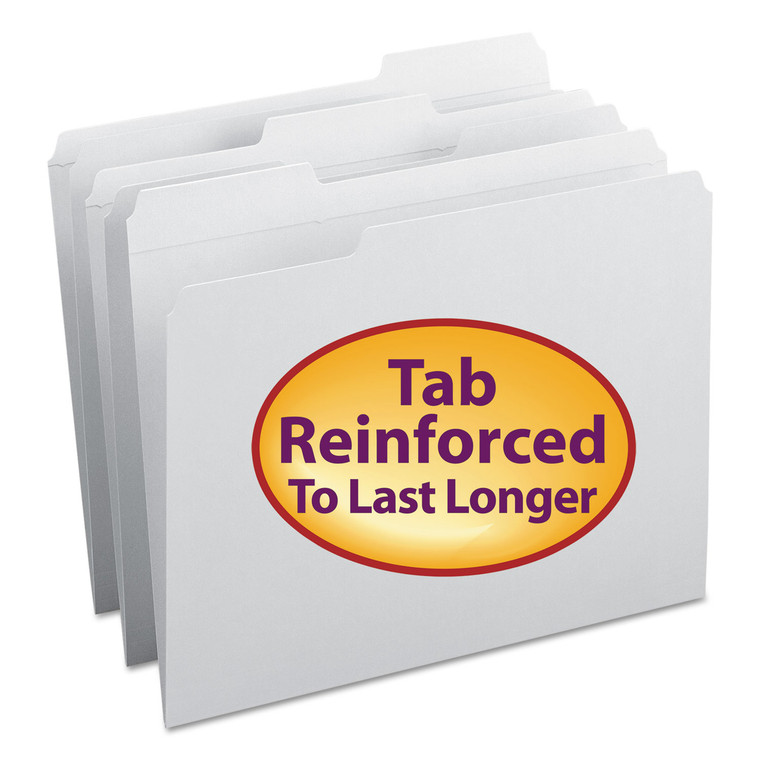 Reinforced Top Tab Colored File Folders, 1/3-Cut Tabs, Letter Size, White, 100/box - SMD12834
