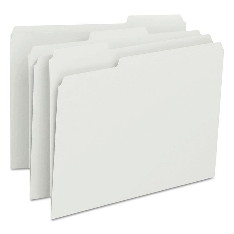 Colored File Folders, 1/3-Cut Tabs, Letter Size, White, 100/box - SMD12843