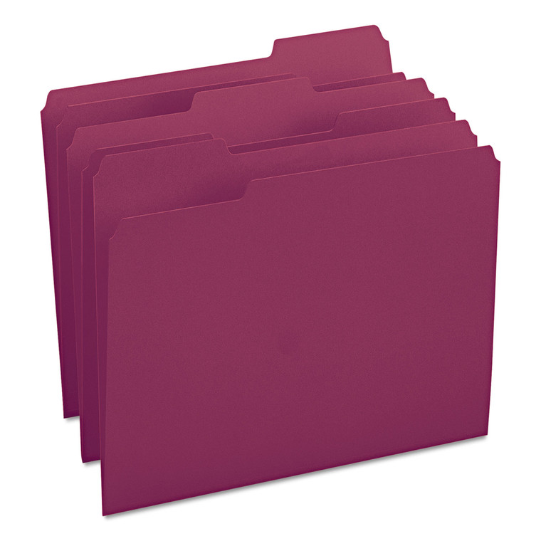 Colored File Folders, 1/3-Cut Tabs, Letter Size, Maroon, 100/box - SMD13093