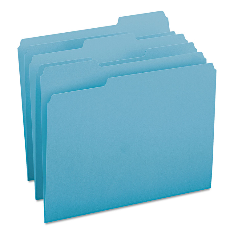 Colored File Folders, 1/3-Cut Tabs, Letter Size, Teal, 100/box - SMD13143