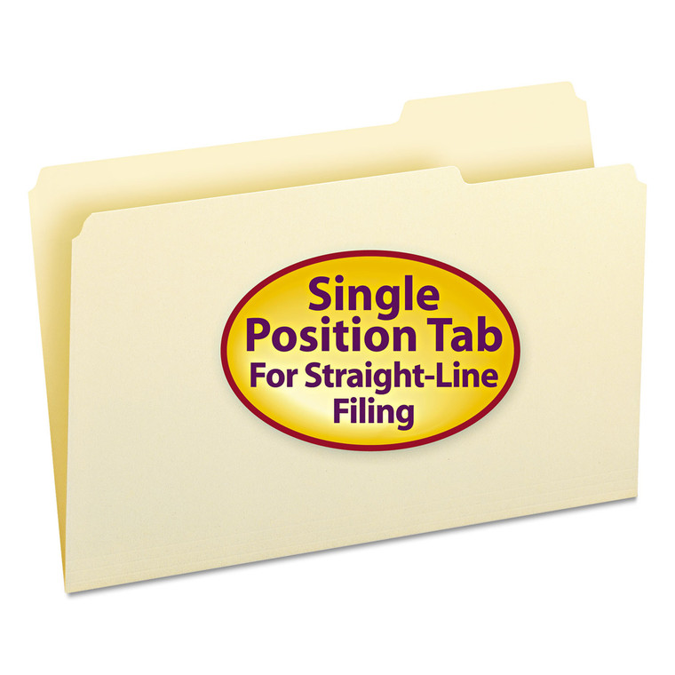 Manila File Folders, 1/3-Cut Tabs, Right Position, Legal Size, 100/box - SMD15333