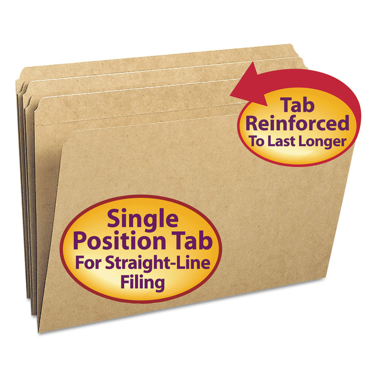 Heavyweight Kraft File Folders, Straight Tab, Legal Size, 11 Pt. Kraft, 100/box - SMD15710