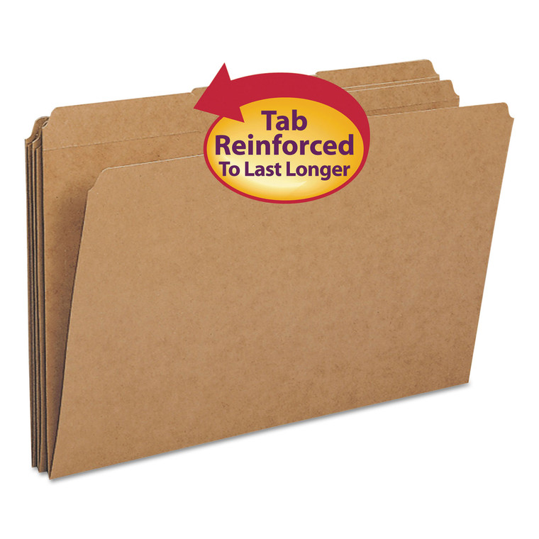 Heavyweight Kraft File Folders, 1/3-Cut Tabs, Legal Size, 11 Pt. Kraft, 100/box - SMD15734