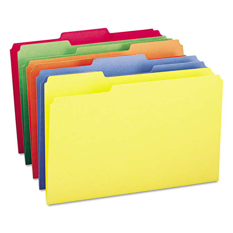 Colored File Folders, 1/3-Cut Tabs, Legal Size, Assorted, 100/box - SMD16943