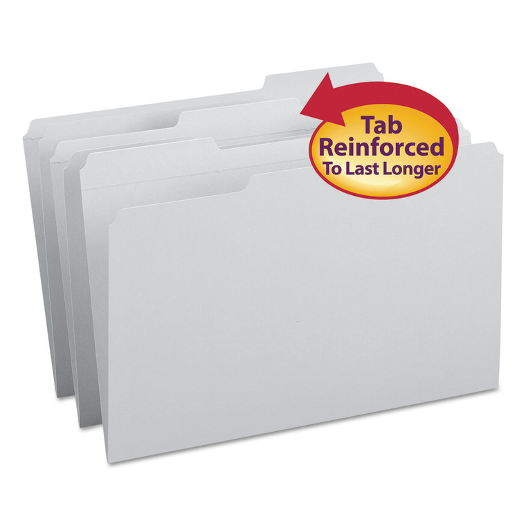 Reinforced Top Tab Colored File Folders, 1/3-Cut Tabs, Legal Size, Gray, 100/box - SMD17334